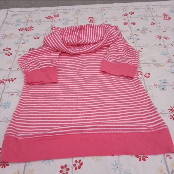 Sonoma LifeStyle XL Striped Shrtslv 100% CottonPocket ButtonUpKnitWomen'sHoodie. - Picture 6 of 6